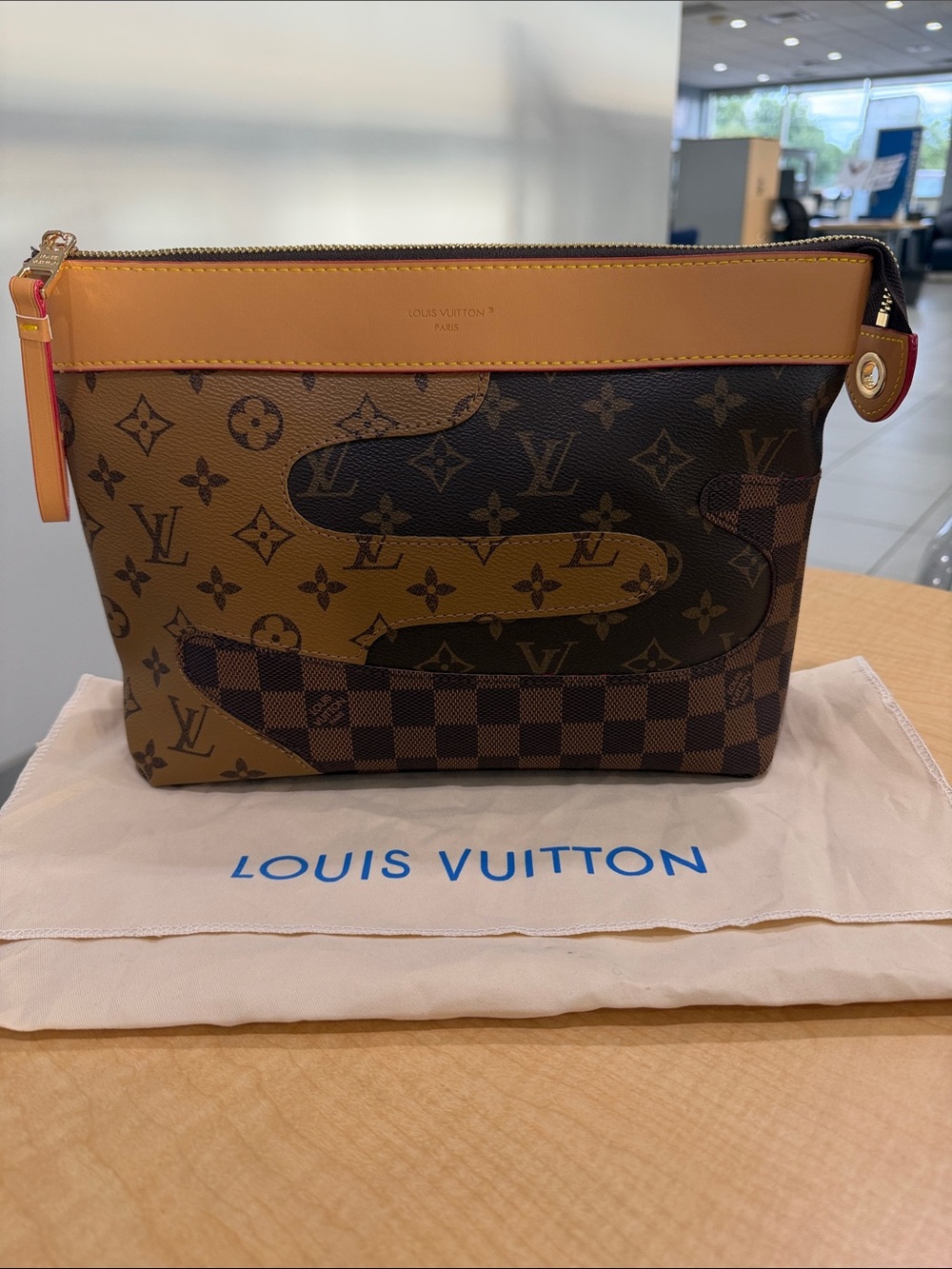LV Monogram Canvas Pouch with Snake Motif